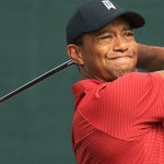 Tiger Woods with a new driver shaft at the Northern Trust.