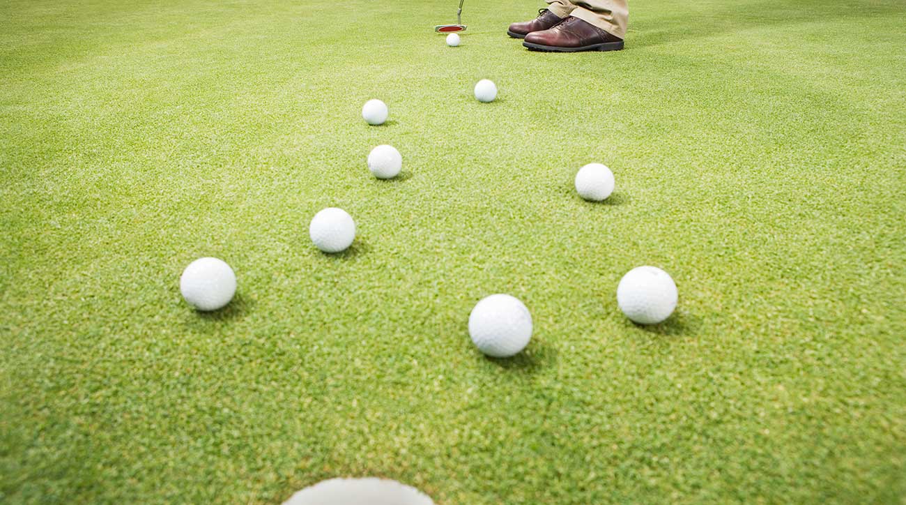 Putting practice on the green.