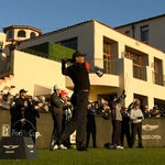 Tiger Woods tees off during the final round of the Genesis Open.