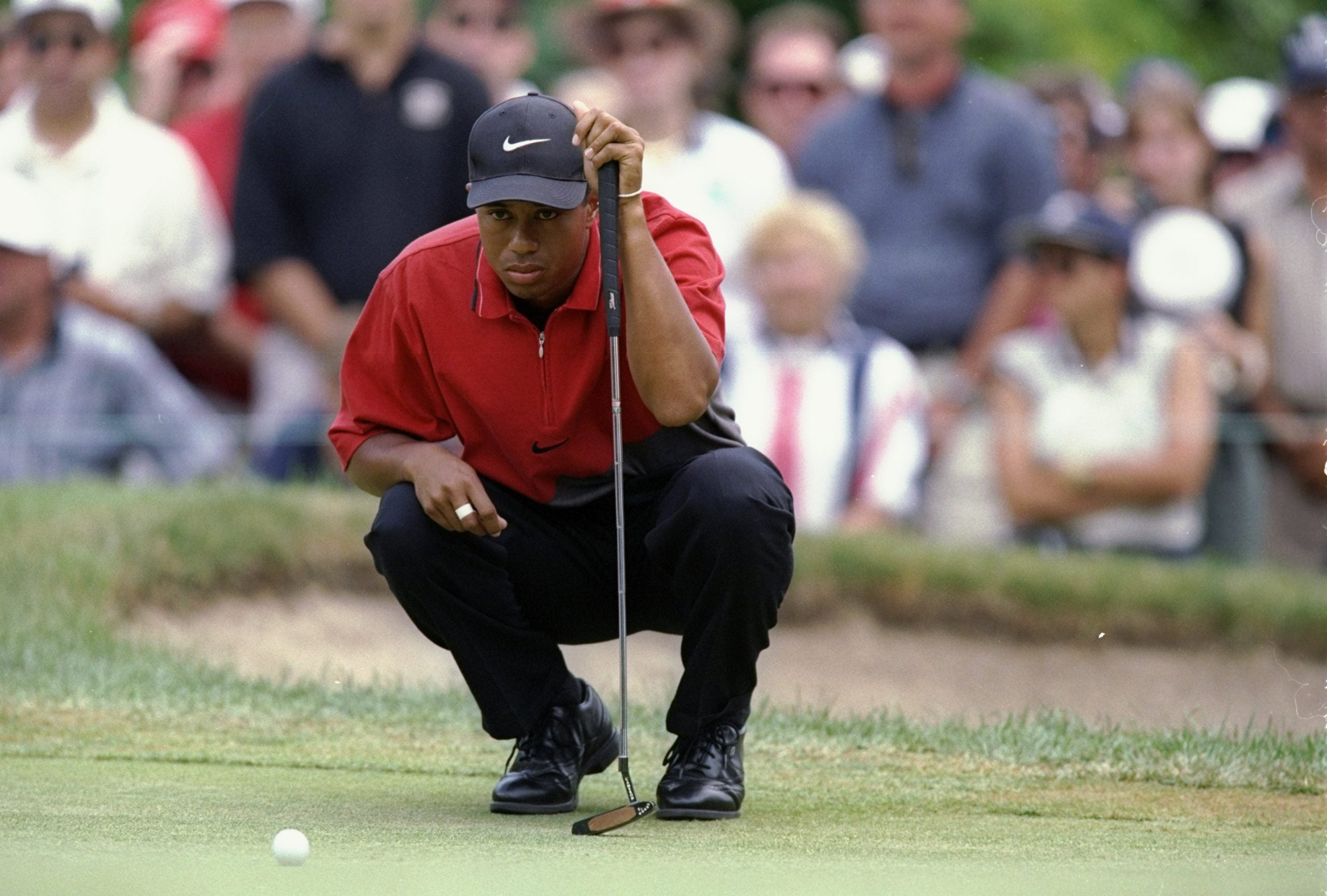 Scotty Cameron's Newport TeI3 putter was in the bag for Tiger Woods' first Masters win.