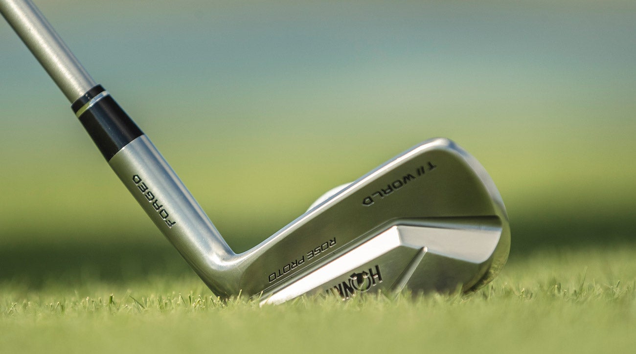 Honma TW 747 Rose Proto MB irons at address