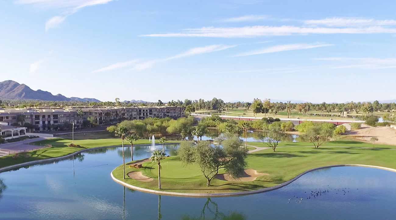 An aerial view of Silverado's closing hole.