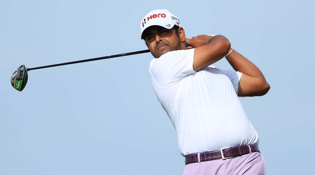 Anirban Lahiri tees off during the 3M Open.