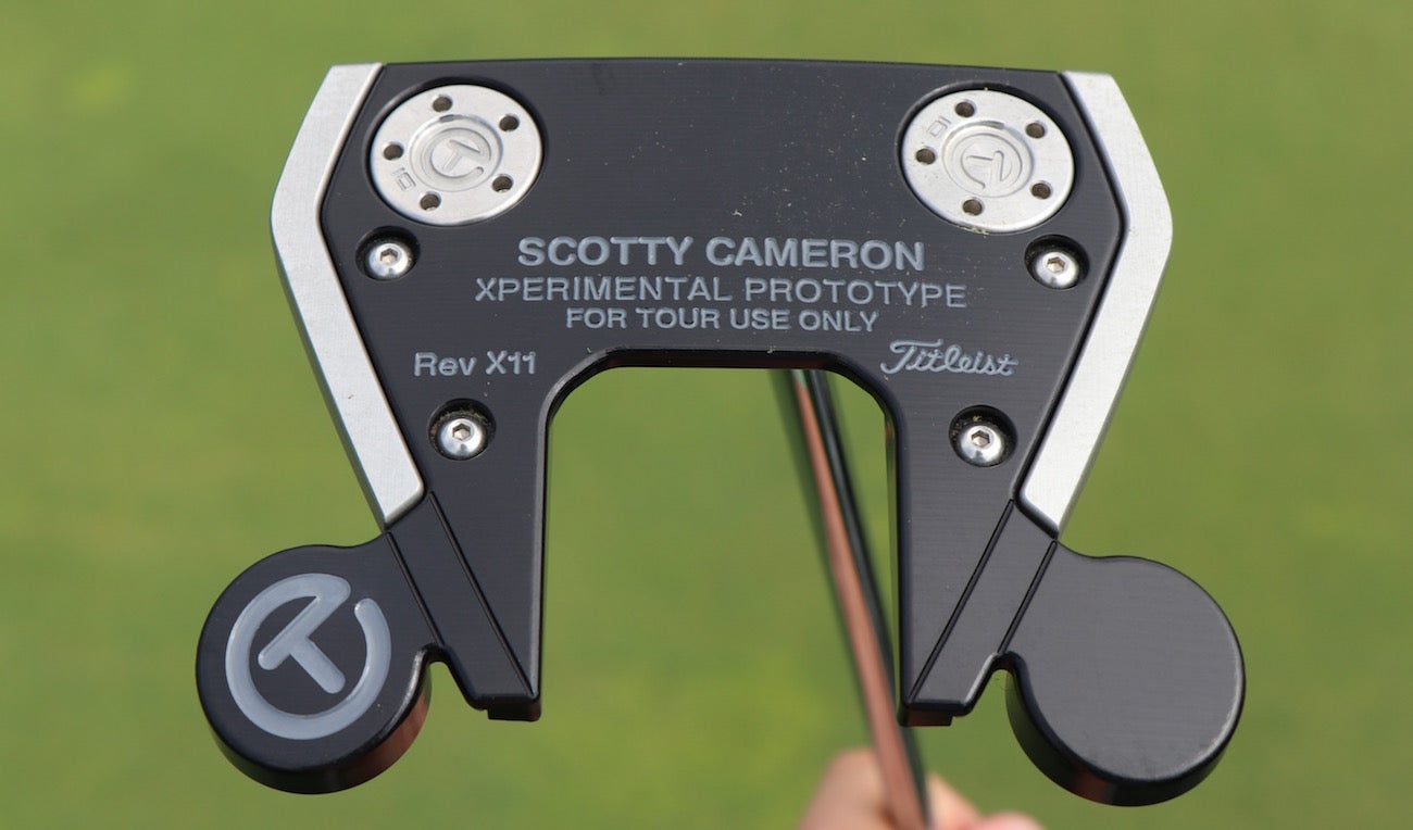 A closeup of Adam Scott's Xperimental prototype putter. 