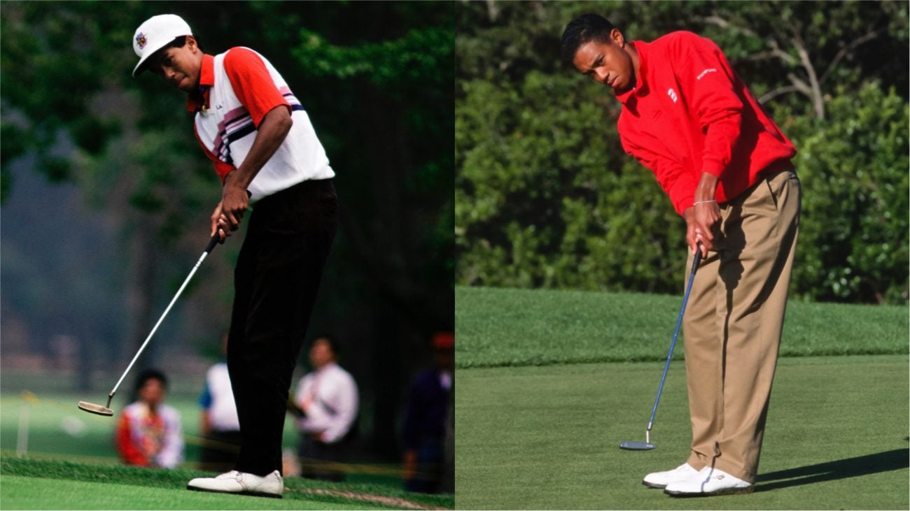 Tiger Woods in 1991 (left) and in 1994 (right).