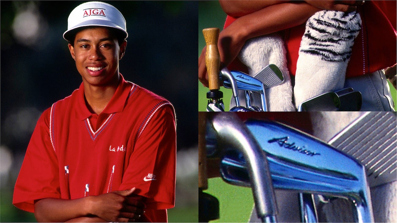 Woods poses at Navy Golf Course in February 1992. 