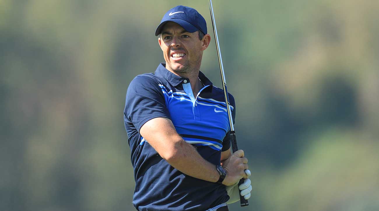 Rory McIlroy watches a shot during the final round of the Genesis Invitational.