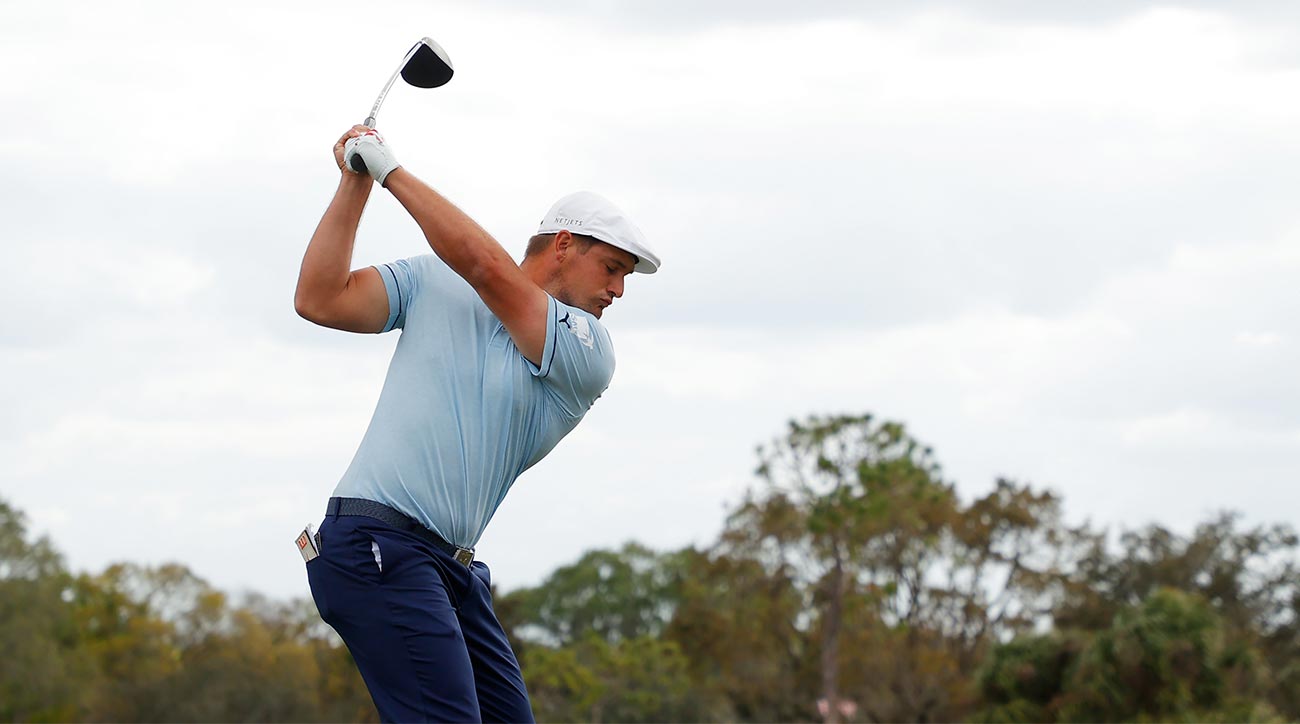 Bryson DeChambeau hits a tee shot at the Arnold Palmer Invitational.