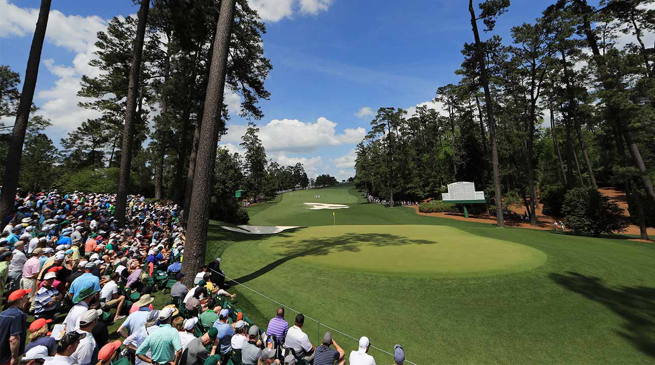 A view of the 10th green looking back at the fairway at Augusta National.