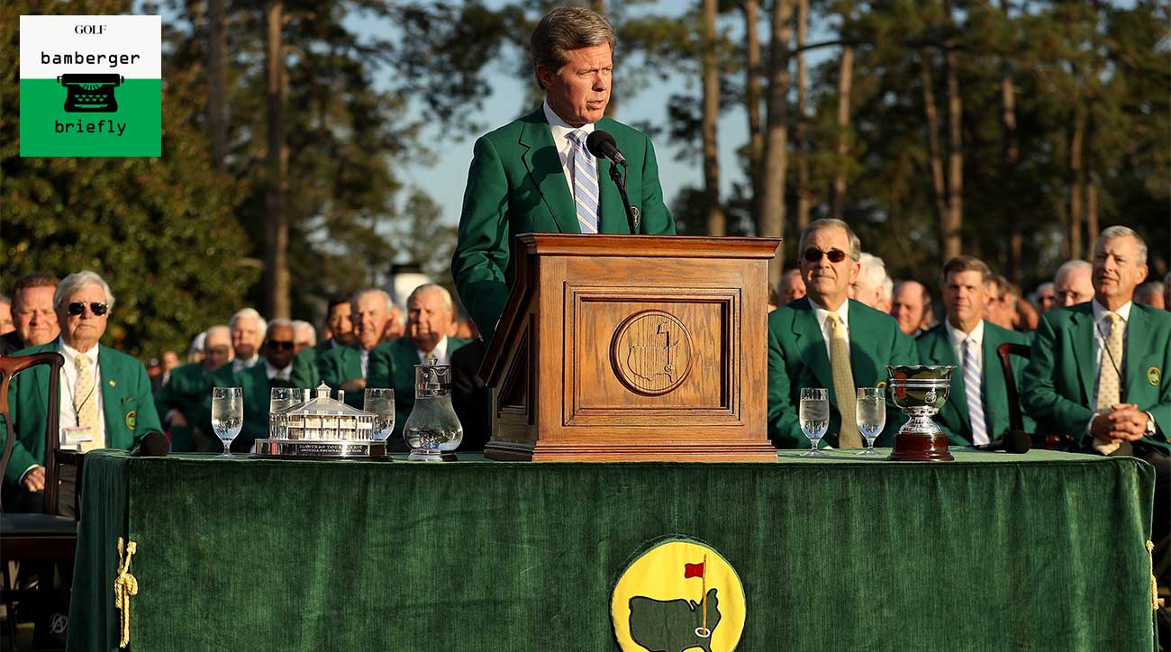Fred Ridley speaks at the 2018 Masters.