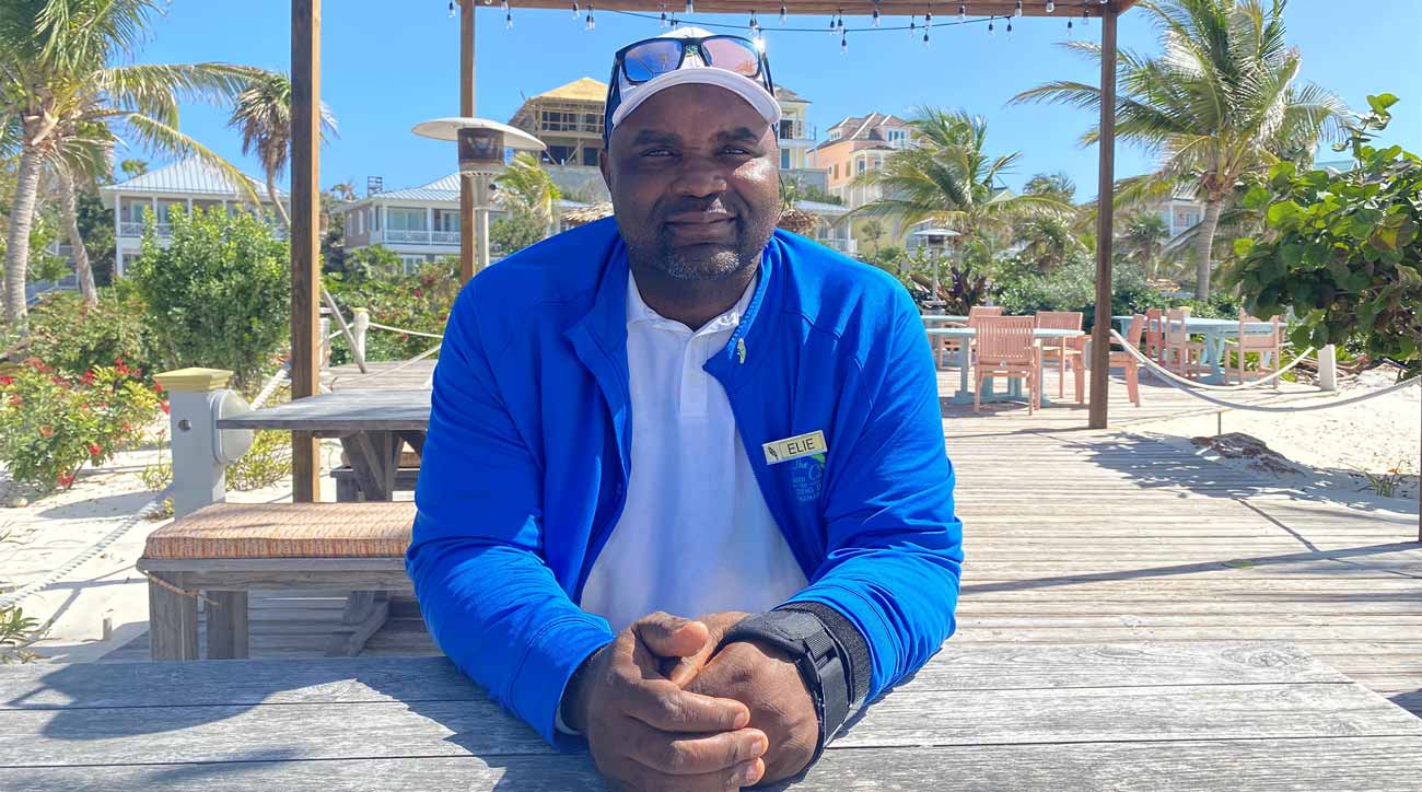 Elie Petitphait, The Abaco Club&rsquo;s beach supervisor, returned to work three months after sustaining life-threatening injuring from Hurricane Dorian.