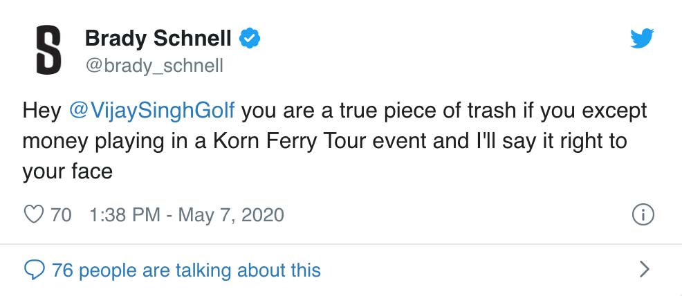 Deleted tweet from Brady Schnell