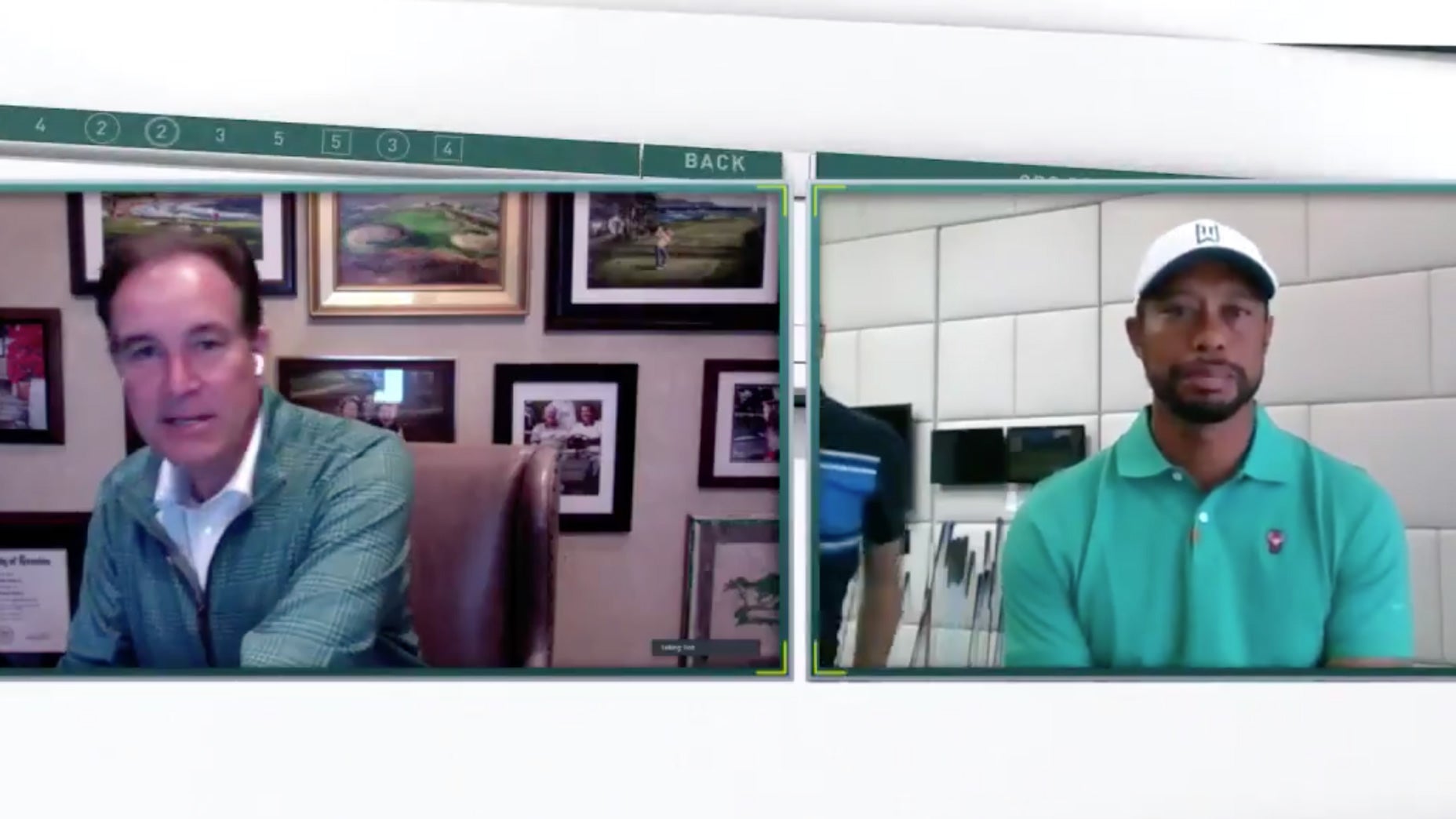 Jim Nantz and Tiger Woods