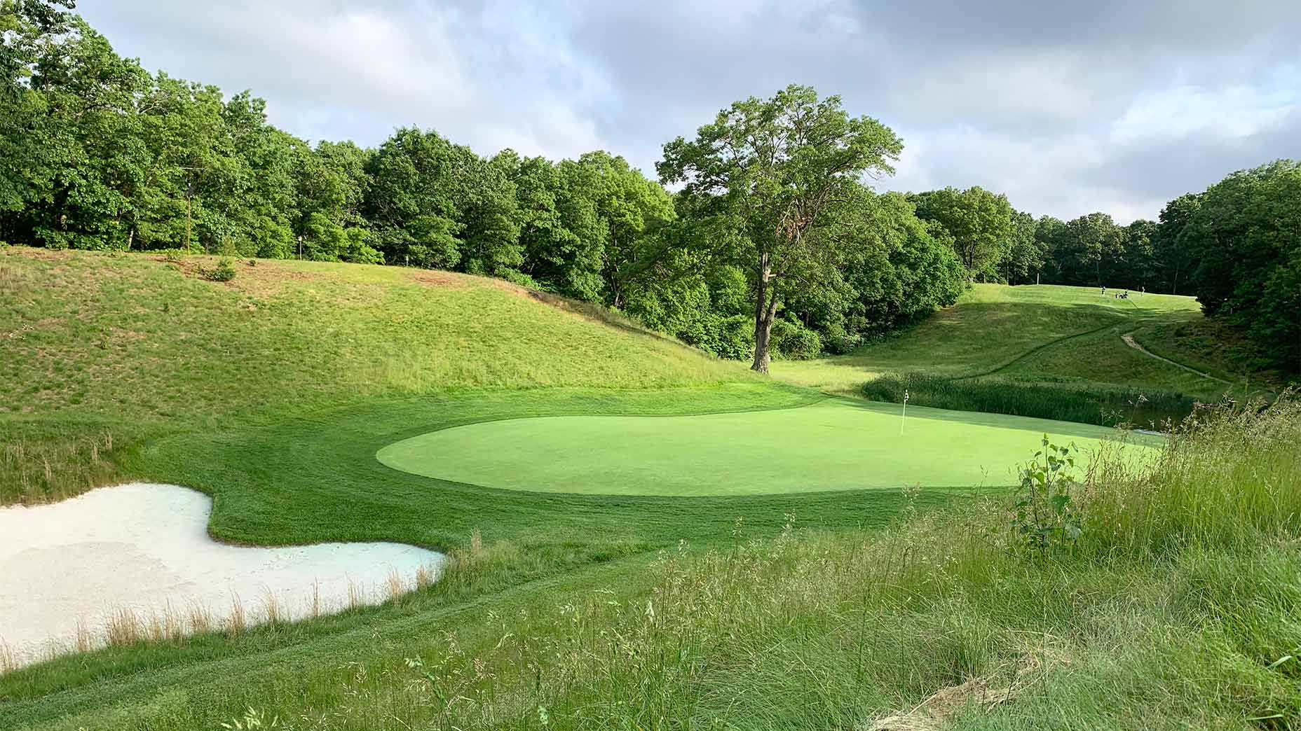 The view from behind the green of Bethpage's par-3 8th hole.