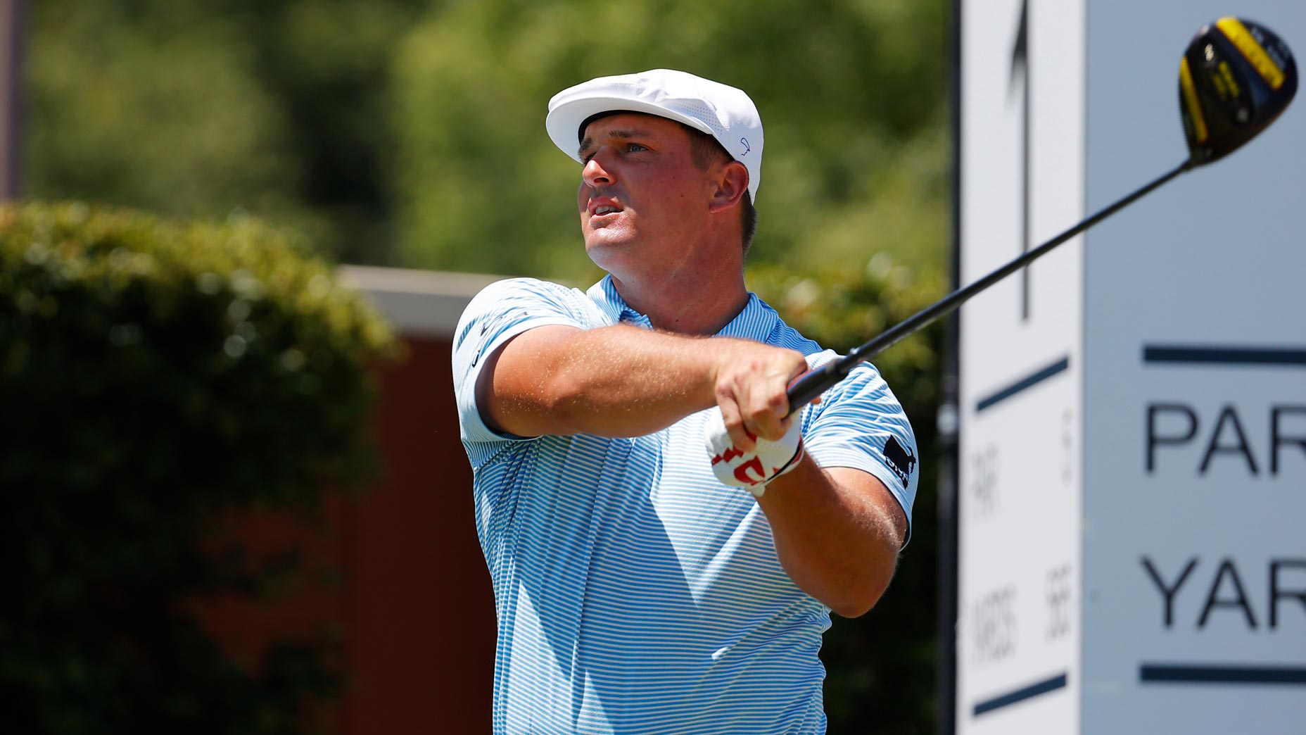 Pro golfer Bryson DeChambeau hits driver