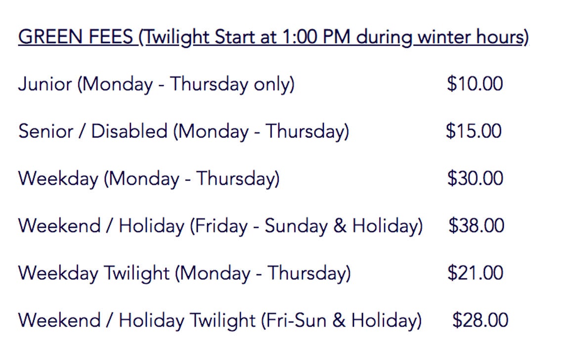 Memorial Park Greens Fees