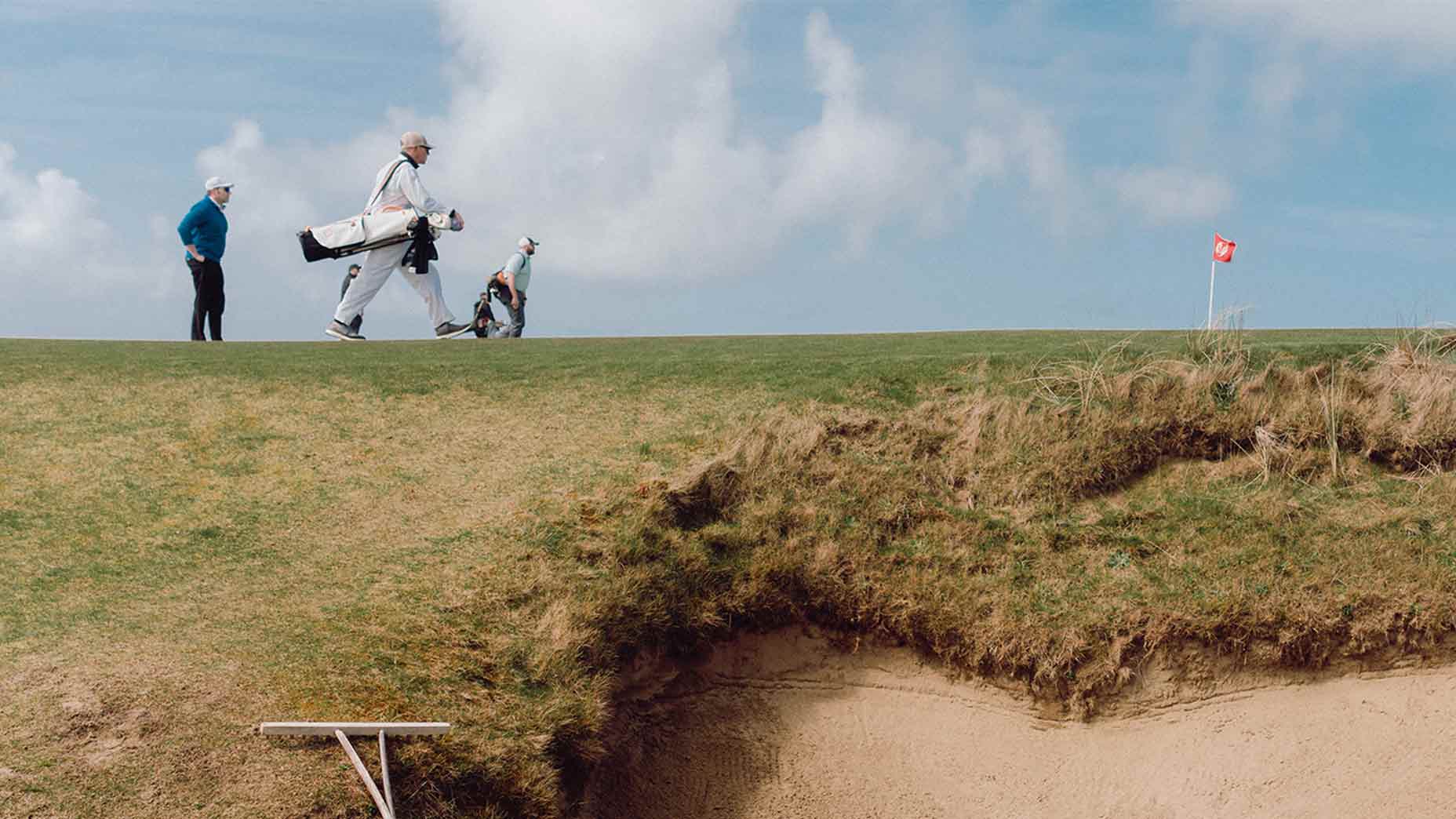 A caddie at Bandon Dunes.