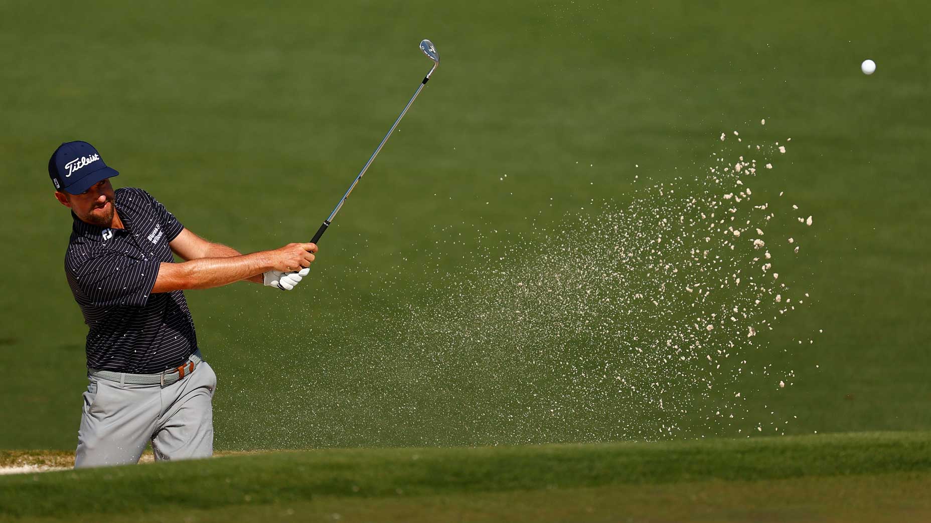 Webb Simpson practices at Augusta National