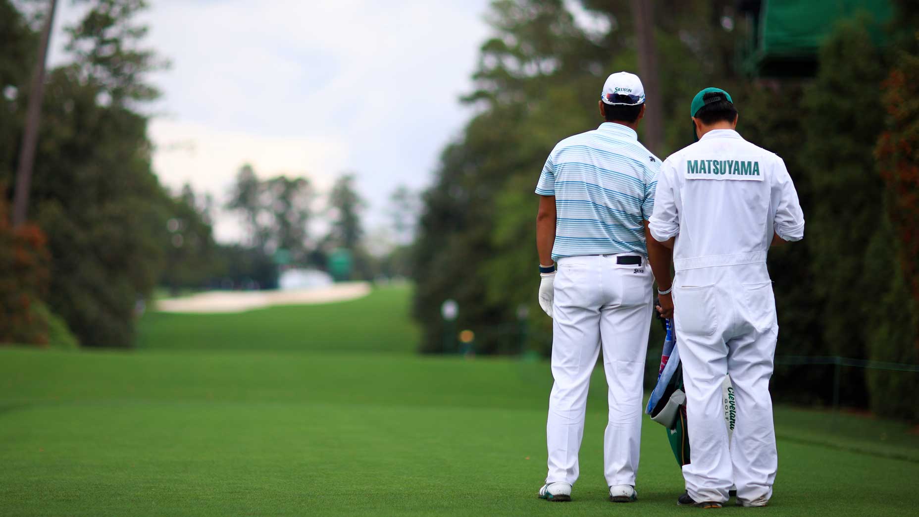 Hideki Matsuyama stared down the tee shot on 18 Saturday.