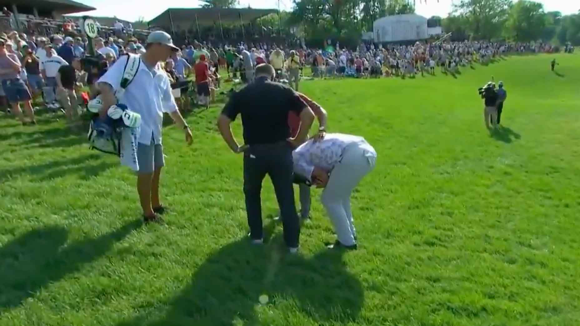 jon rahm bends over disbelief