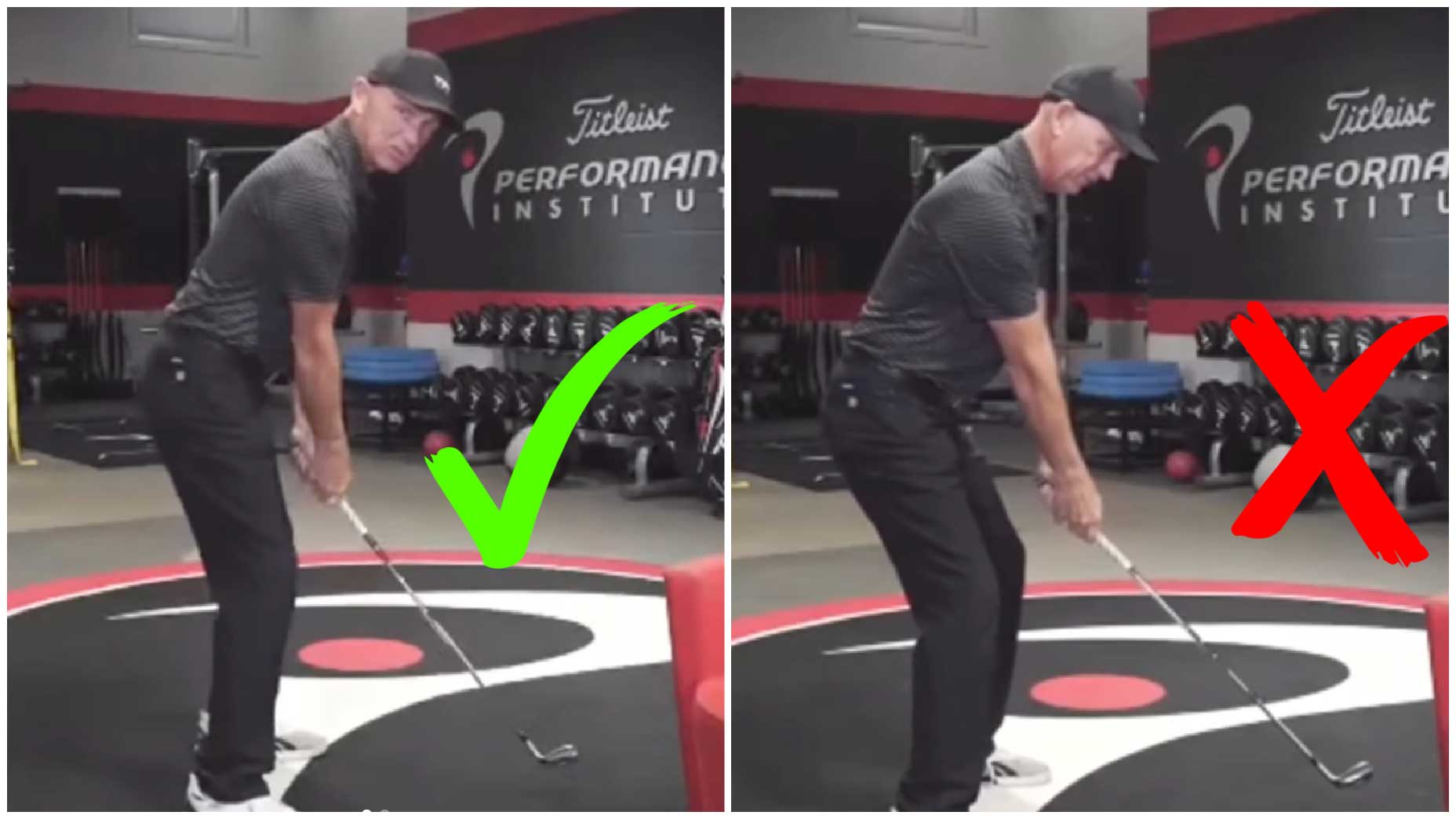 Golf instructor demonstrates early extension