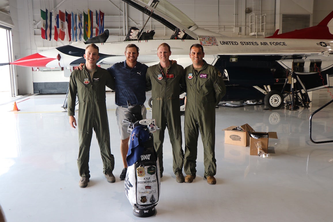 Kyle Westmoreland and his former golf teammates at the Air Force Academy.