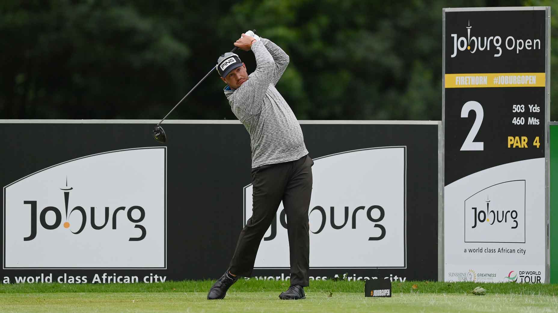 Thriston Lawrence hits a shot at the Joburg Open