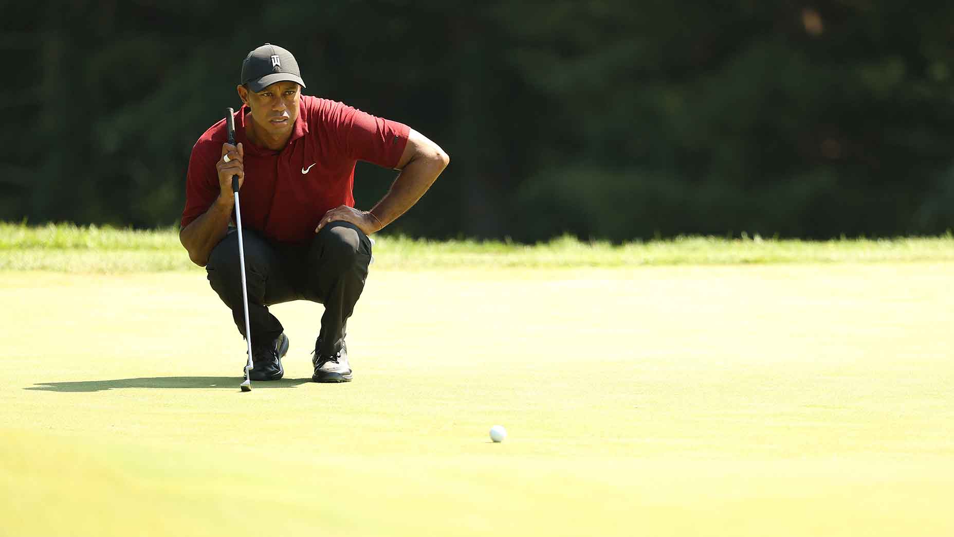 tiger woods stares down putt