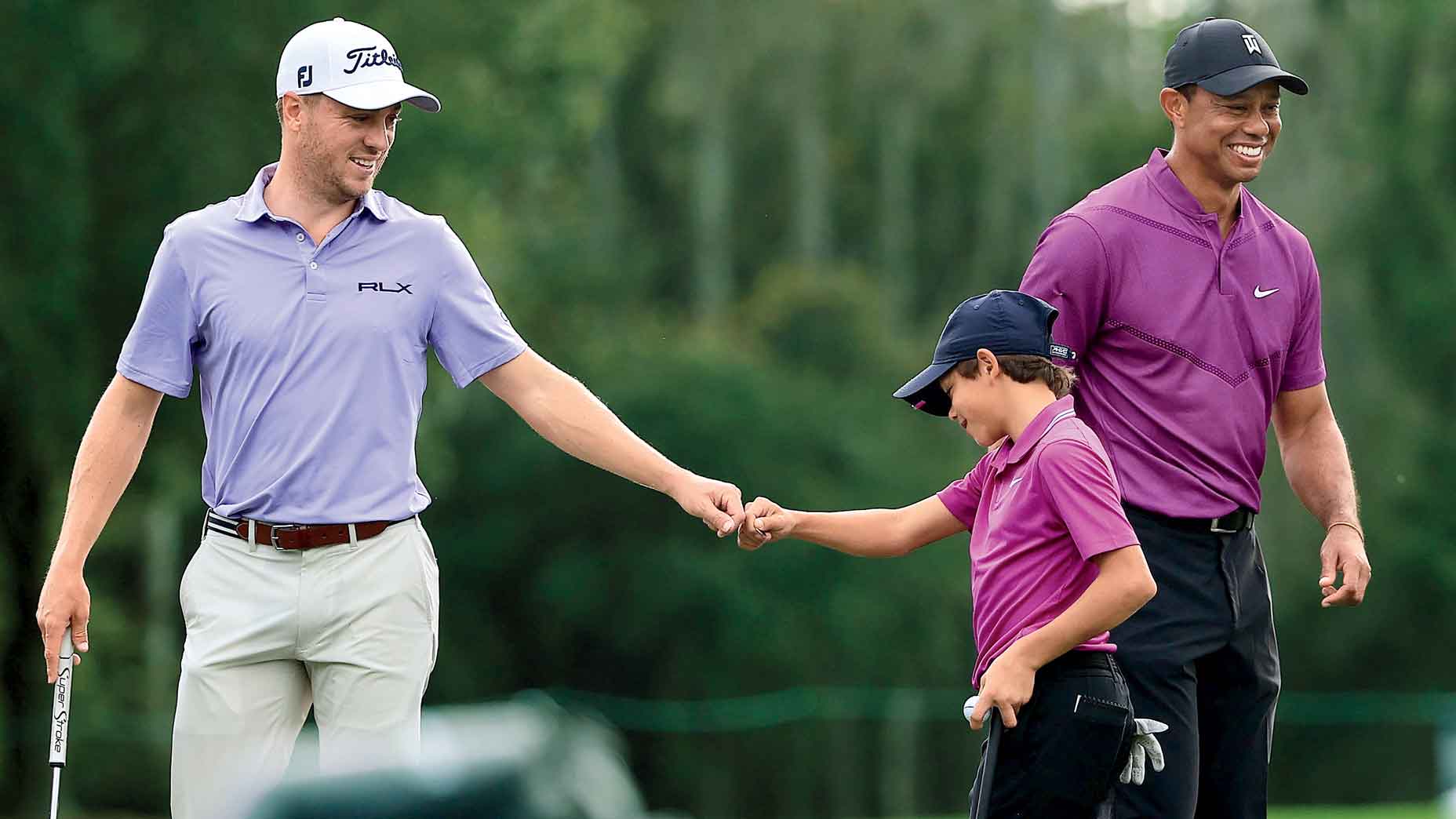 Justin Thomas and Tiger and Charlie Woods