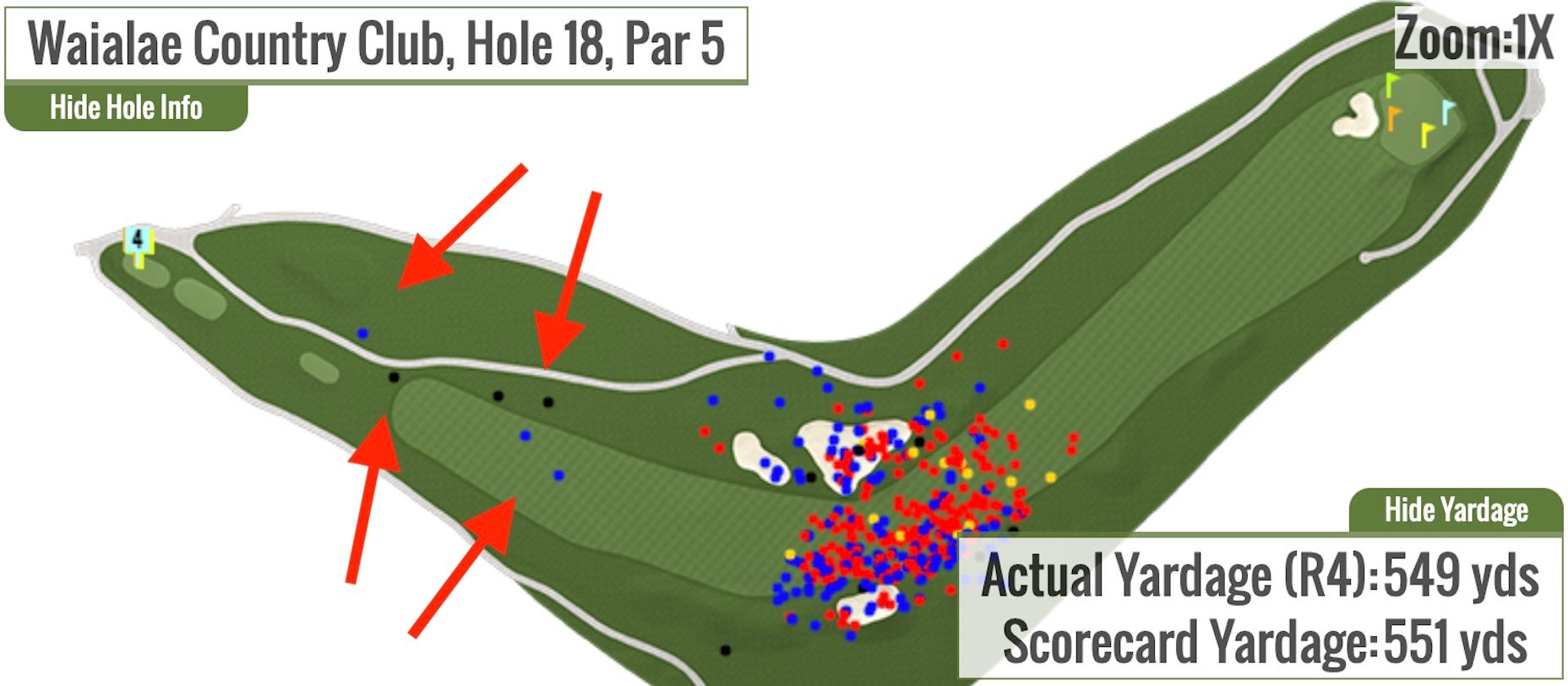 The trees left of the 18th tee can wreak havoc.