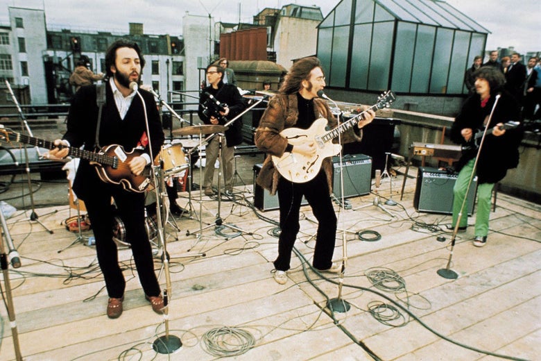 beatles playing get back on rooftop