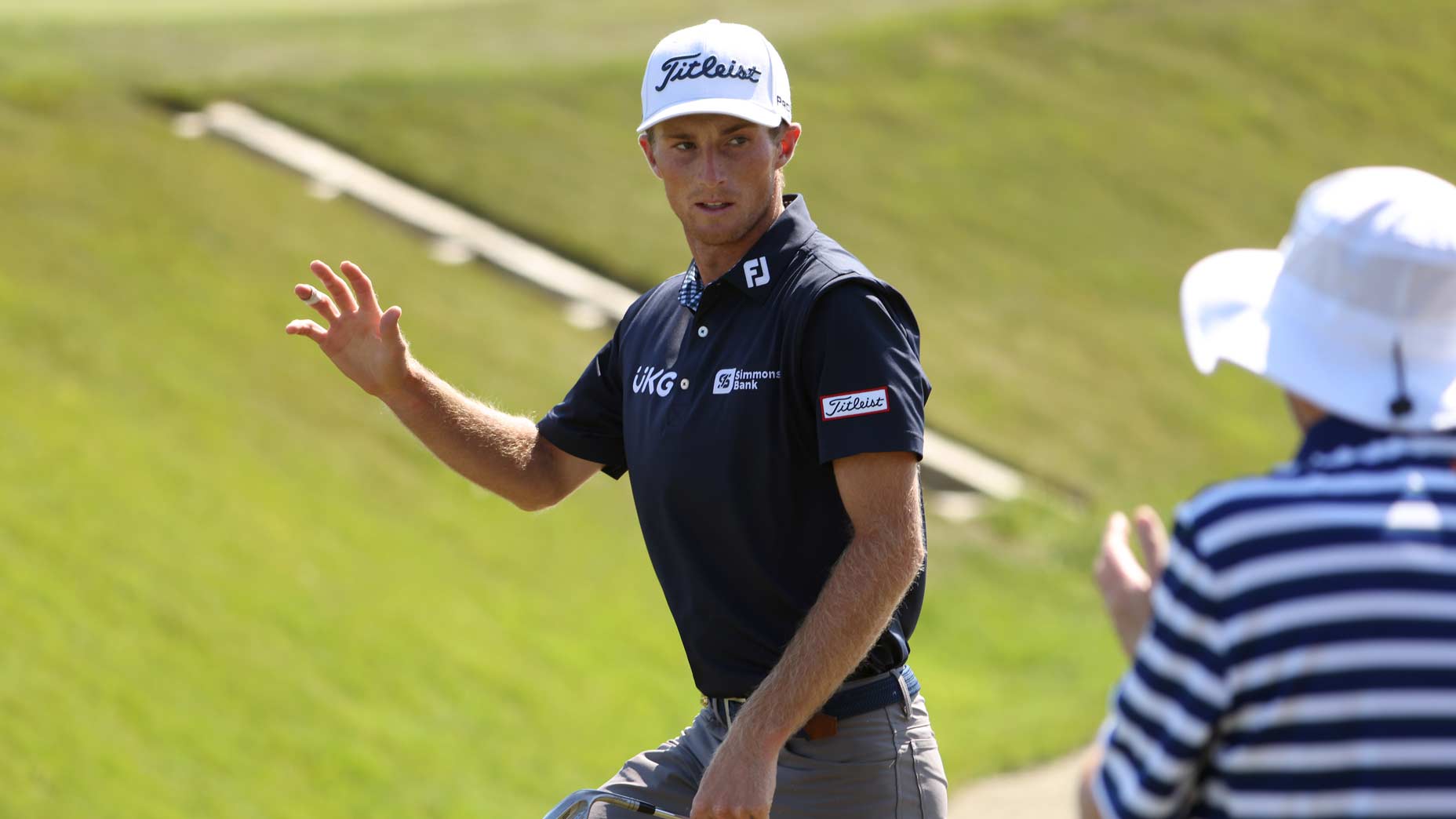 Will Zalatoris waves to crowd during 2021 PGA Championship