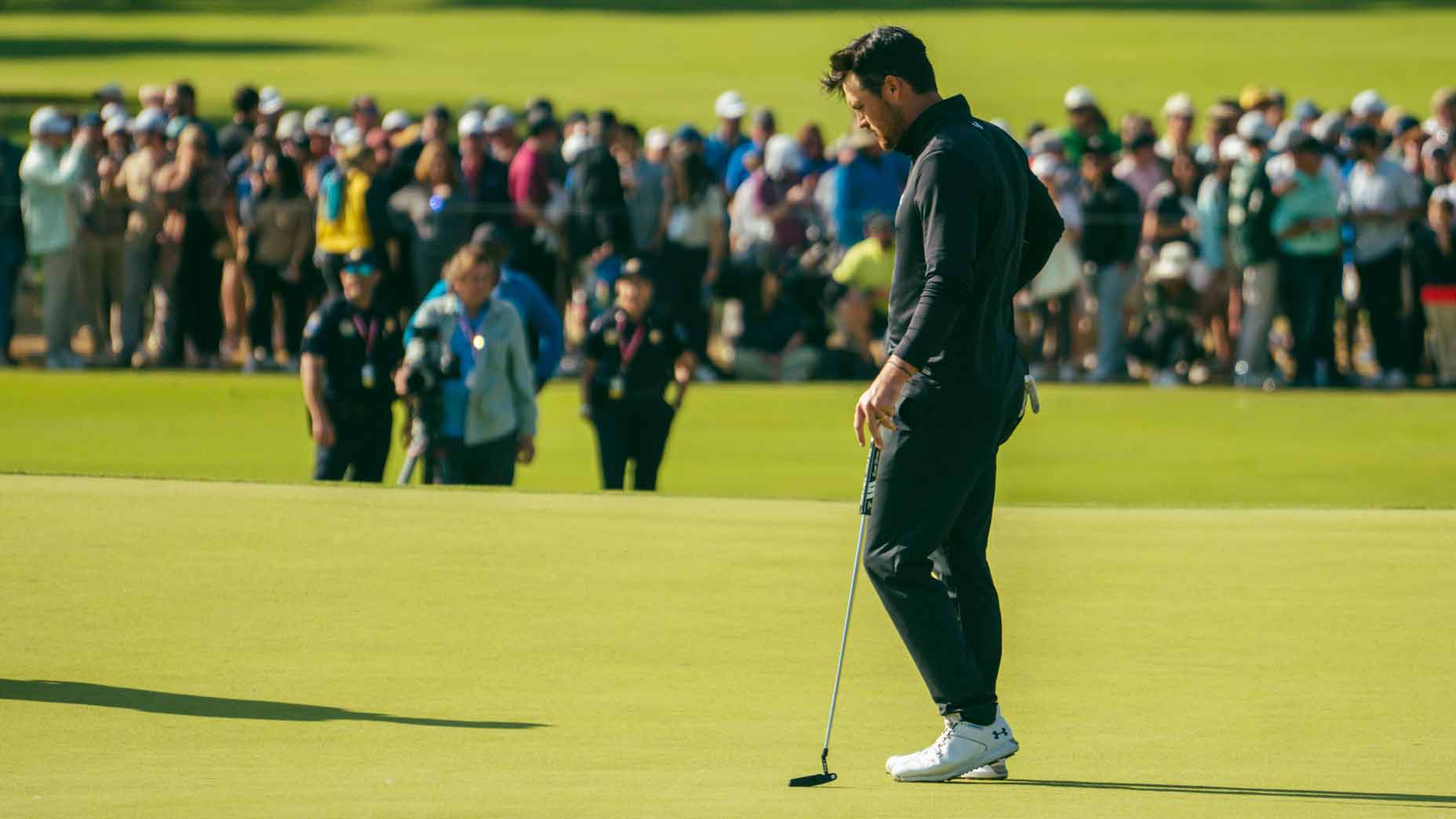 Mito Pereira on the 18th green at Southern Hills on Sunday.