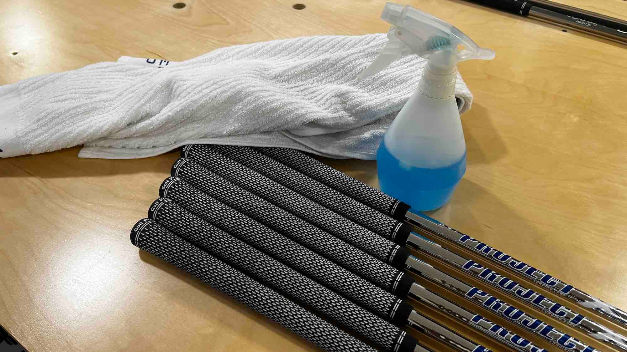 Golf grip cleaning supplies