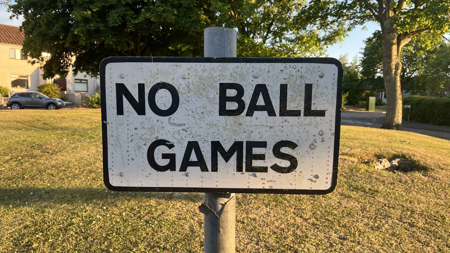 no ball games sign