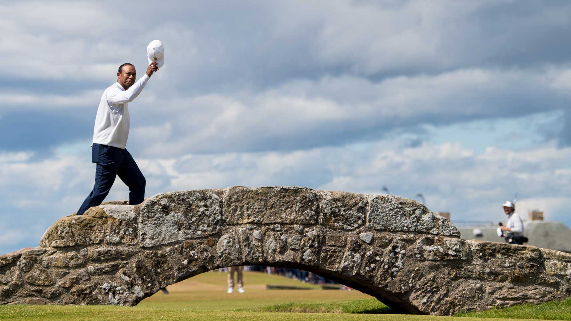 Tiger Woods on the 18th at St. Andrews' Old Course.