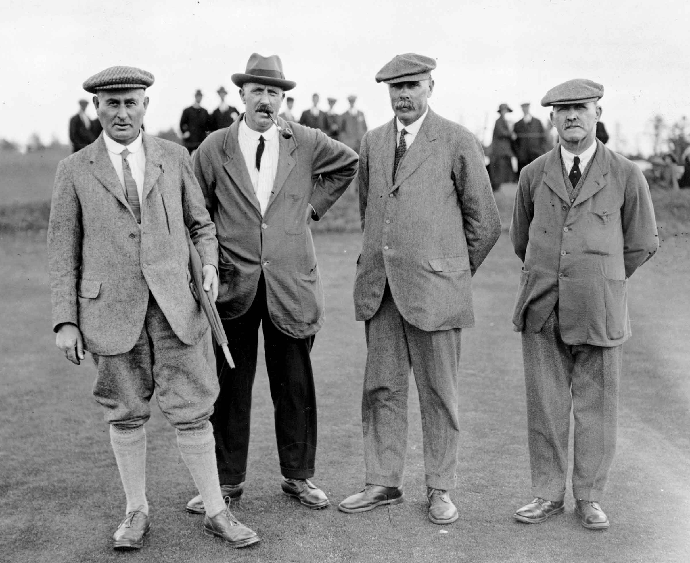 The &ldquo;Great Triumvirate&rdquo; of Vardon (far left), Braid (second from right) and Taylor (far right) bagged 16 Opens leading into World War I.