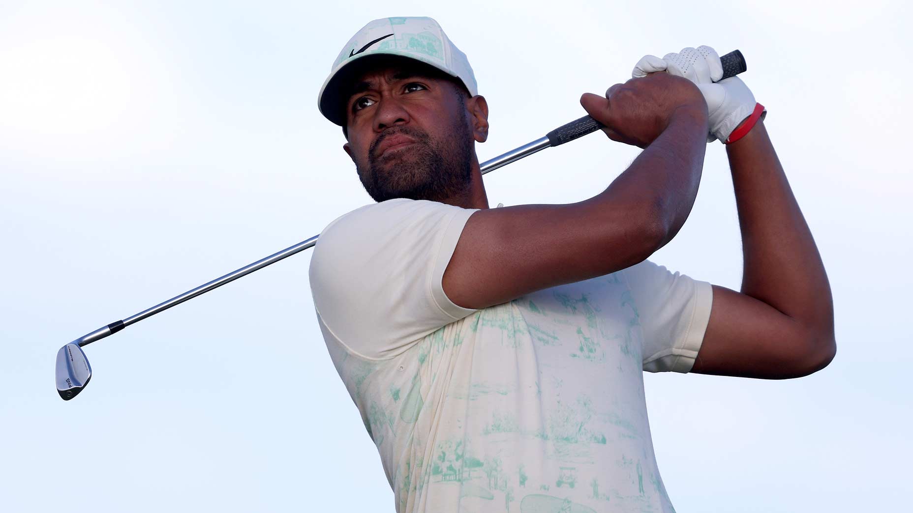 Tony Finau hits tee shot at 2022 Open Championship