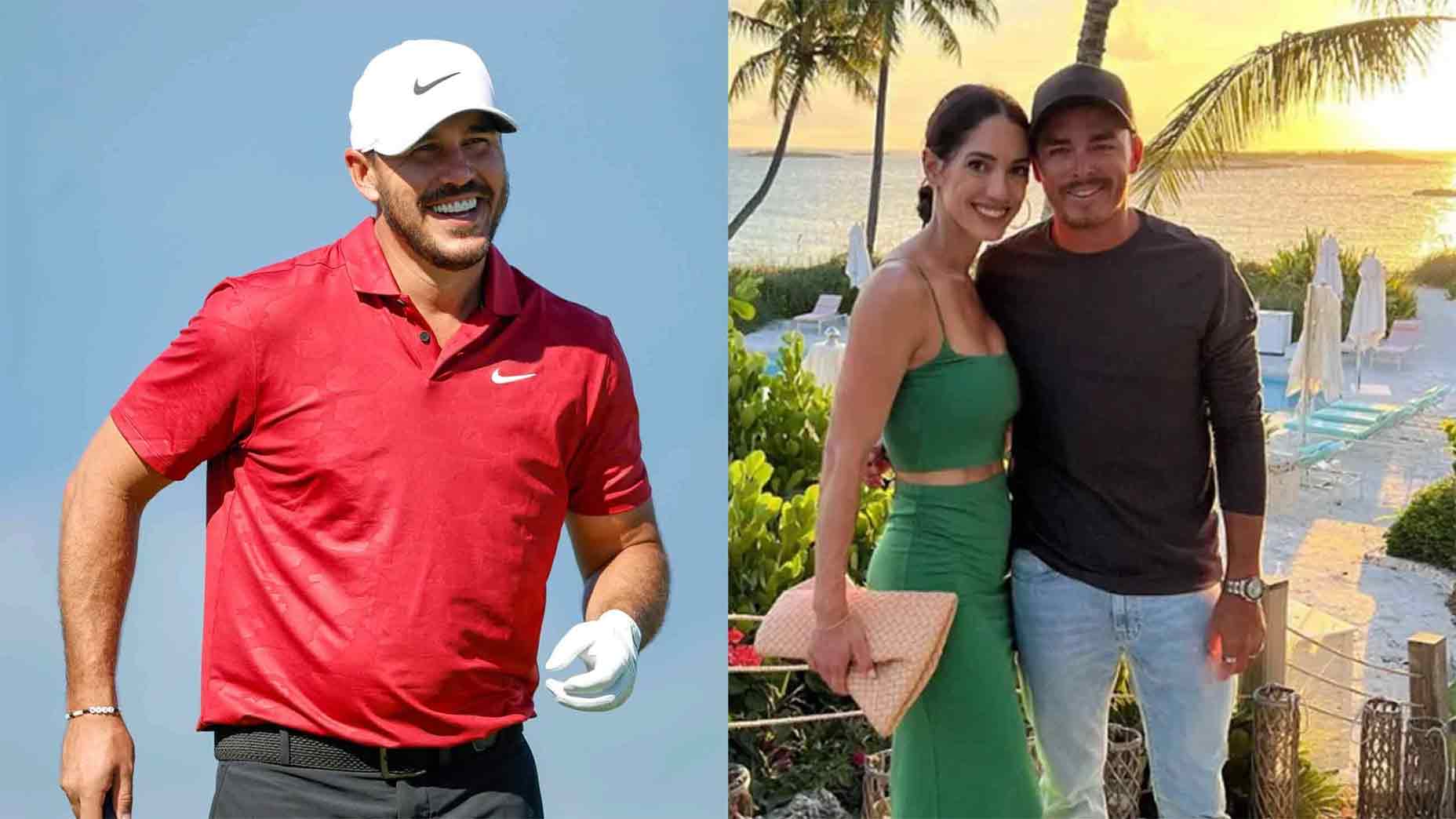 Brooks Koepka, Allison Stokke and Rickie Fowler