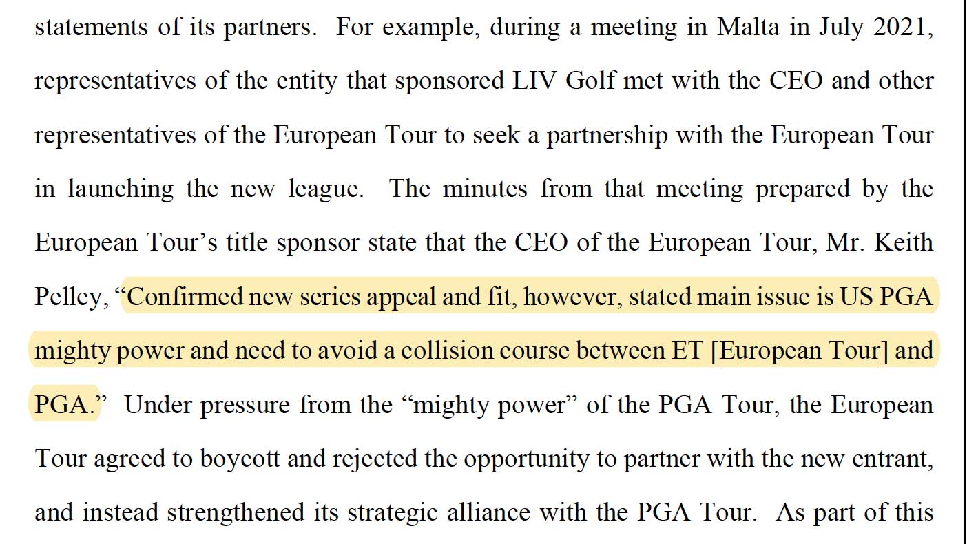 LIV golf lawsuit