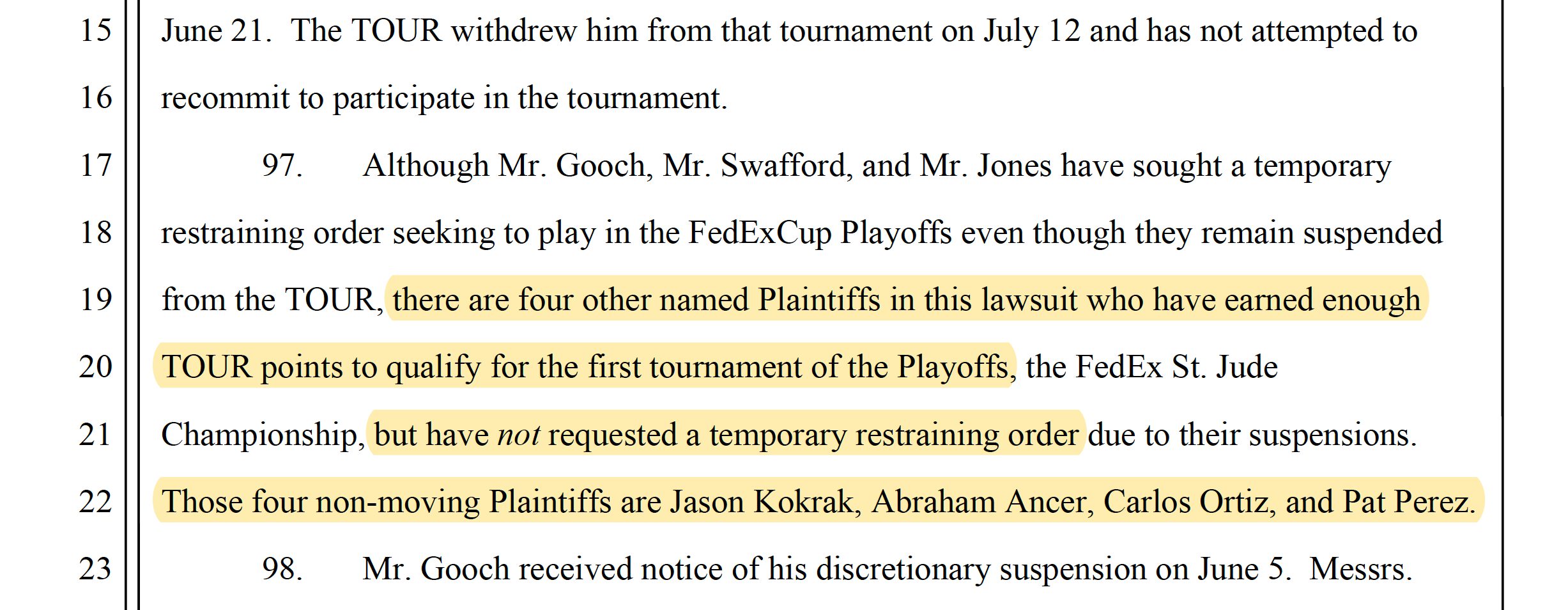 pga tour lawsuit