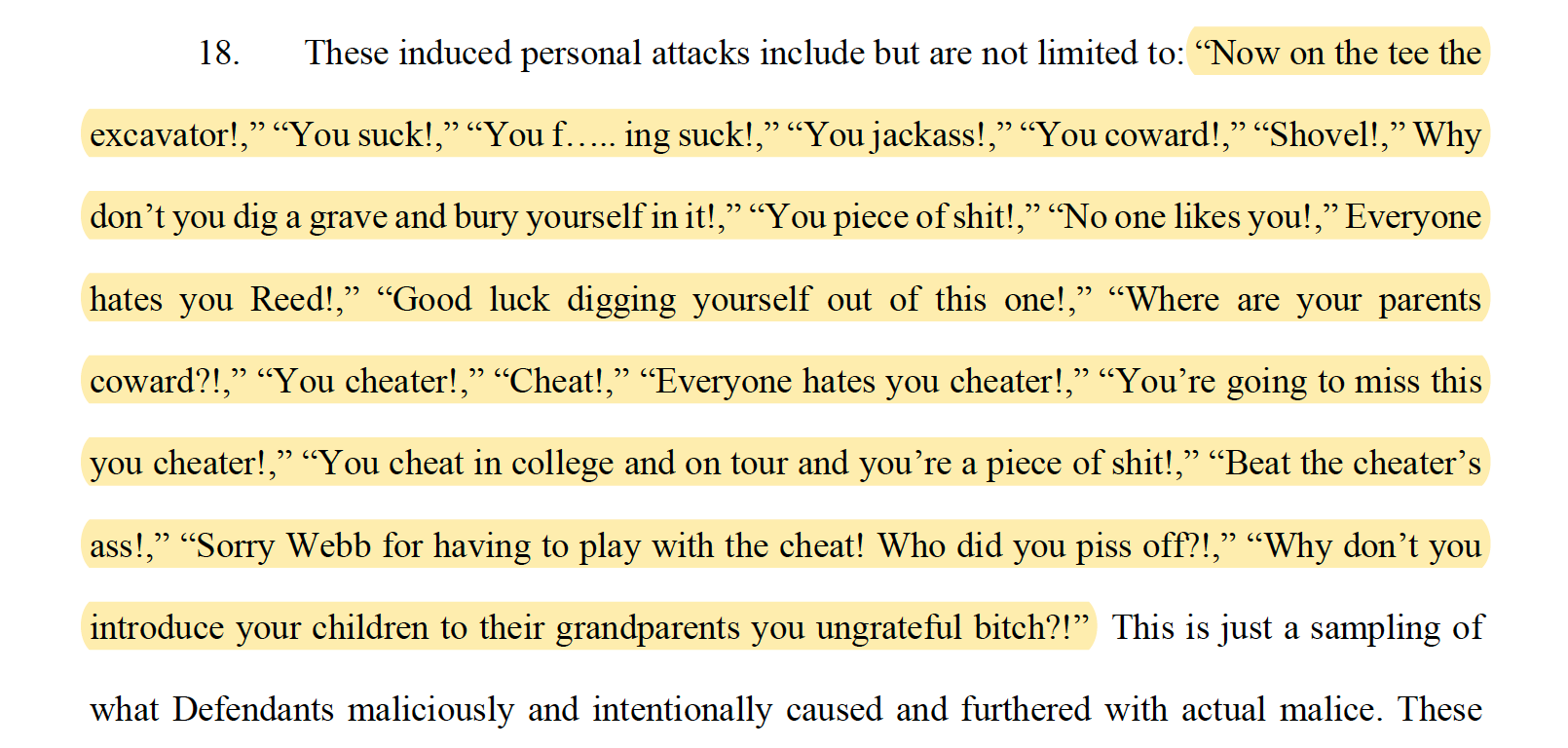 patrick reed lawsuit