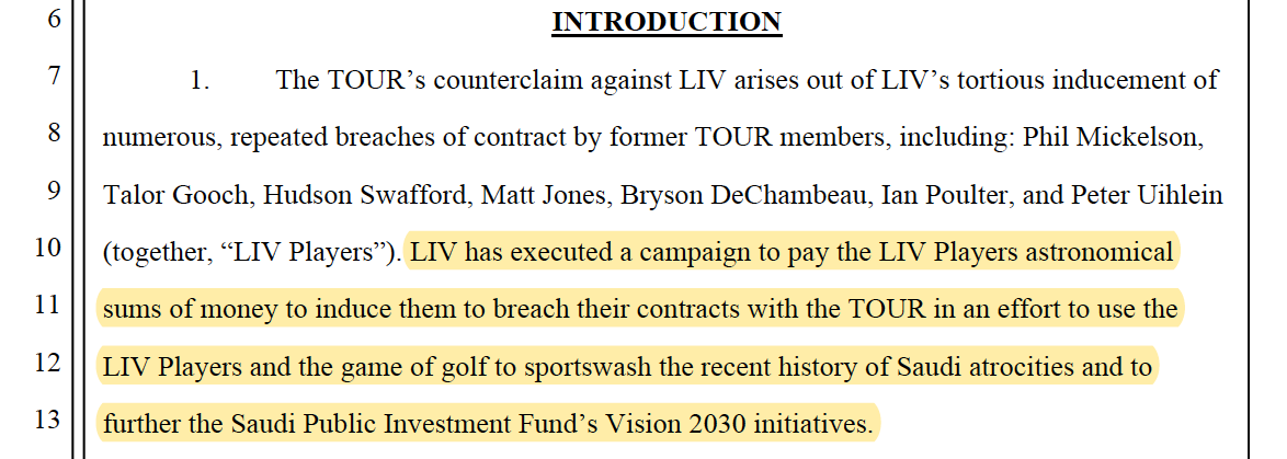 PGA Tour countersuit