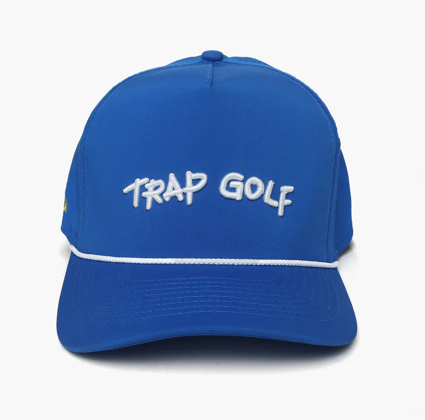 TRAPPY LA ROPE CAP, Blue hat- white lettering