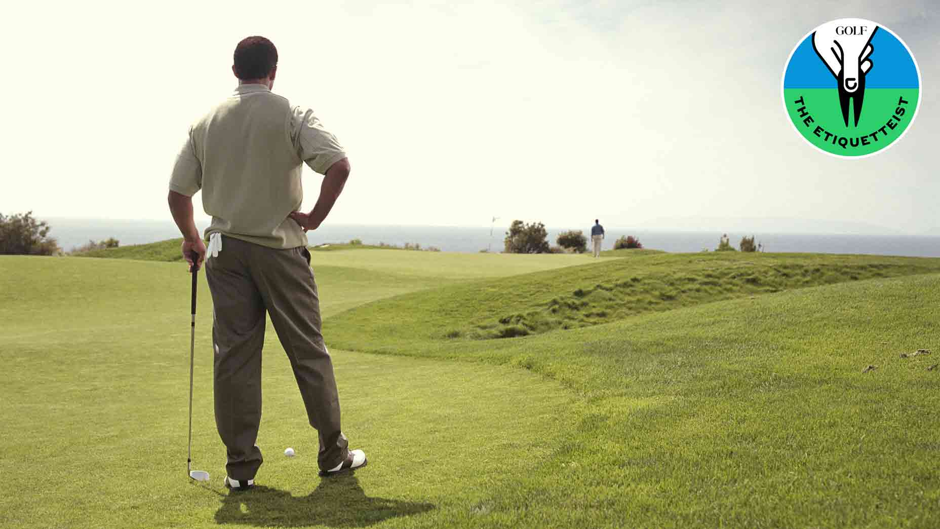 single golfer waiting