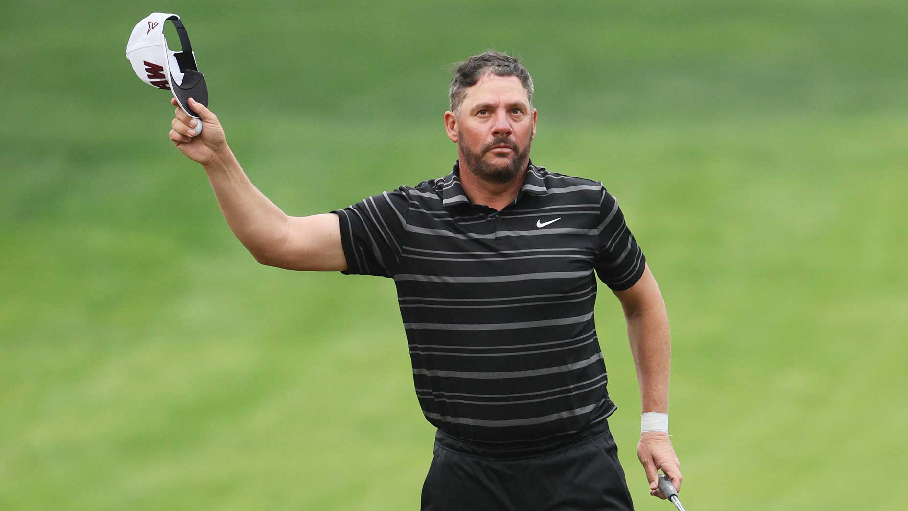 Michael Block waves the gallery on Saturday