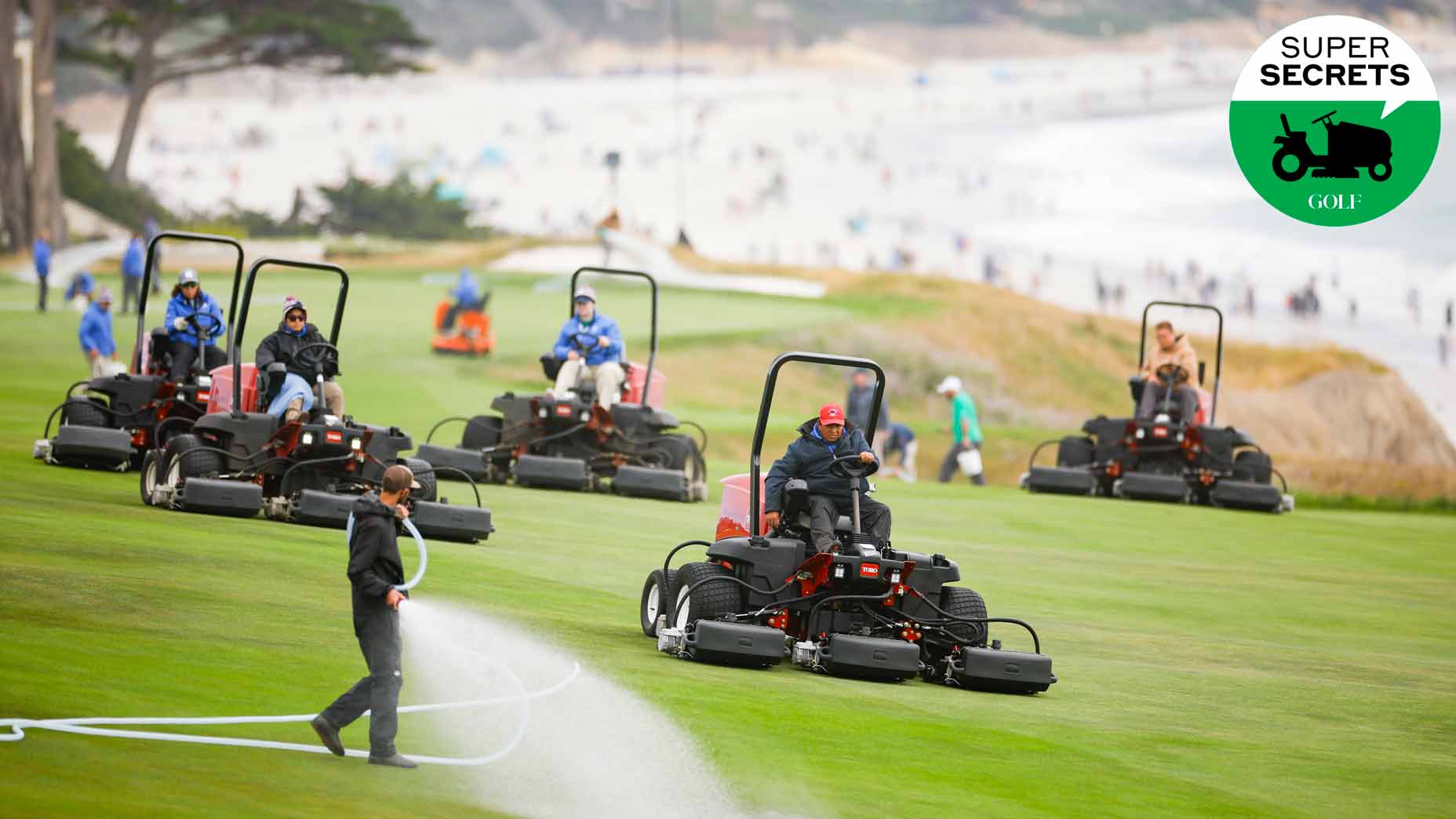 grounds crew works at pebble