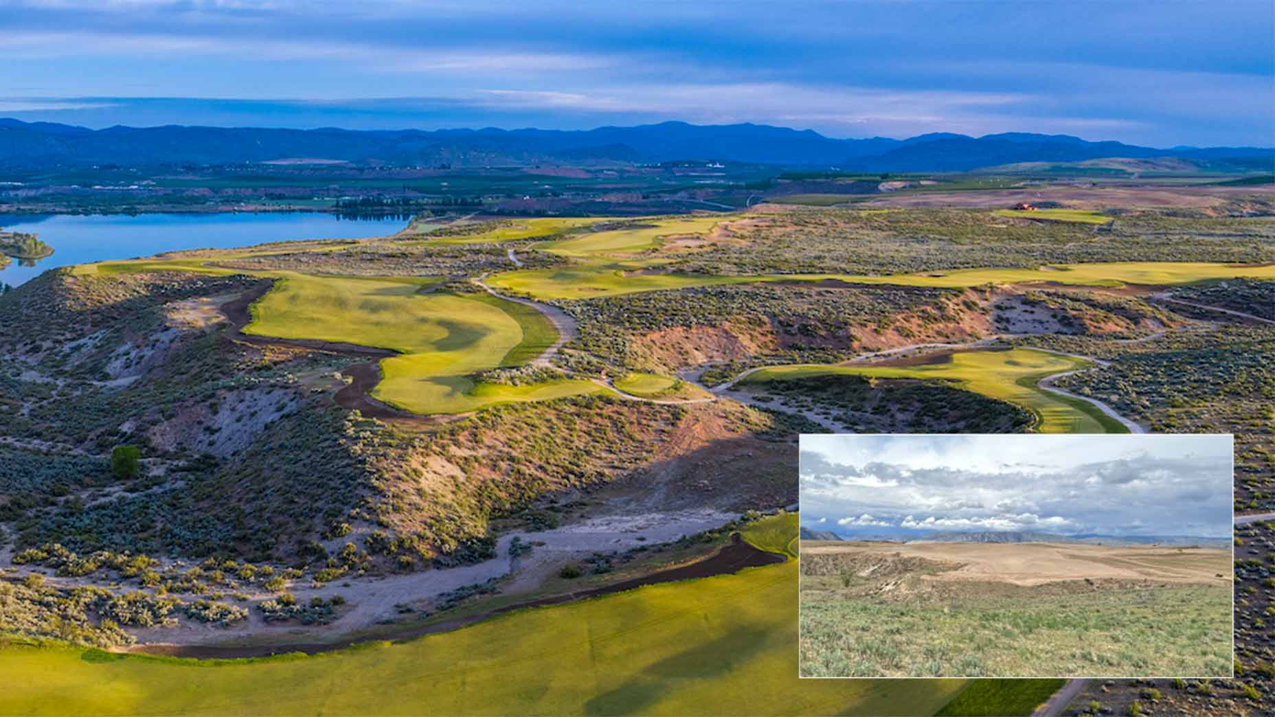 A view of Gamble Sands with its newest, in-construction course inset.