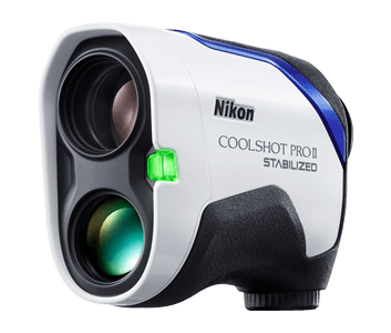 Nikon Coolshor ProII Stabilized - black, white and blue golf rangefinder