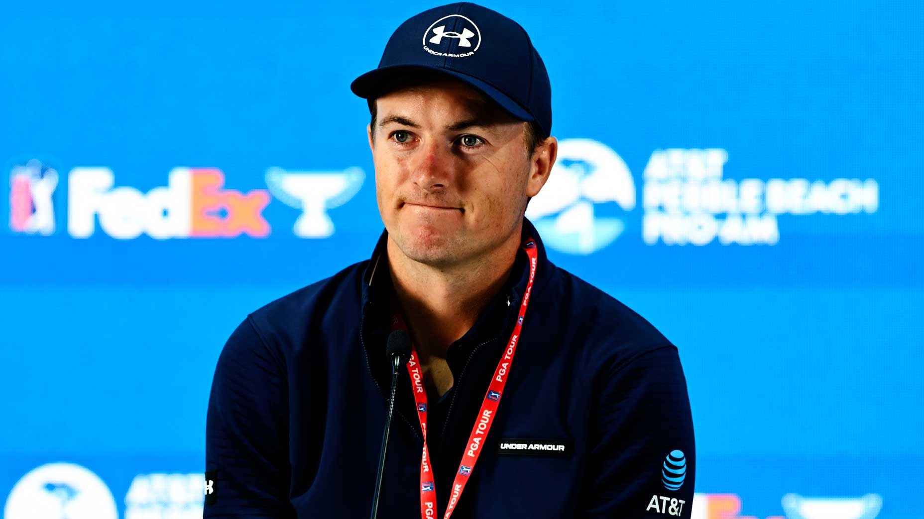 Jordan Spieth spoke to reporters at Pebble Beach on Wednesday.
